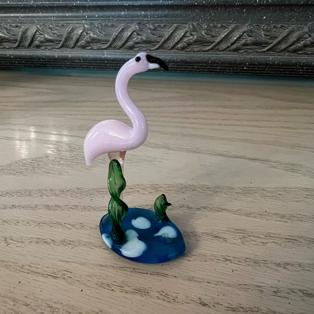 Glass flamingo figurine